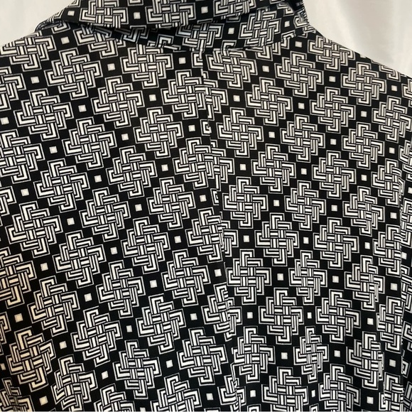 LAUNDRY By Shelli Segal Women’s Black White Button Down Midi‎ Dress Size 14 - Picture 11 of 13